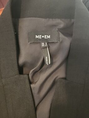 ME+EM Black Structured Blazer with Notch Lapel